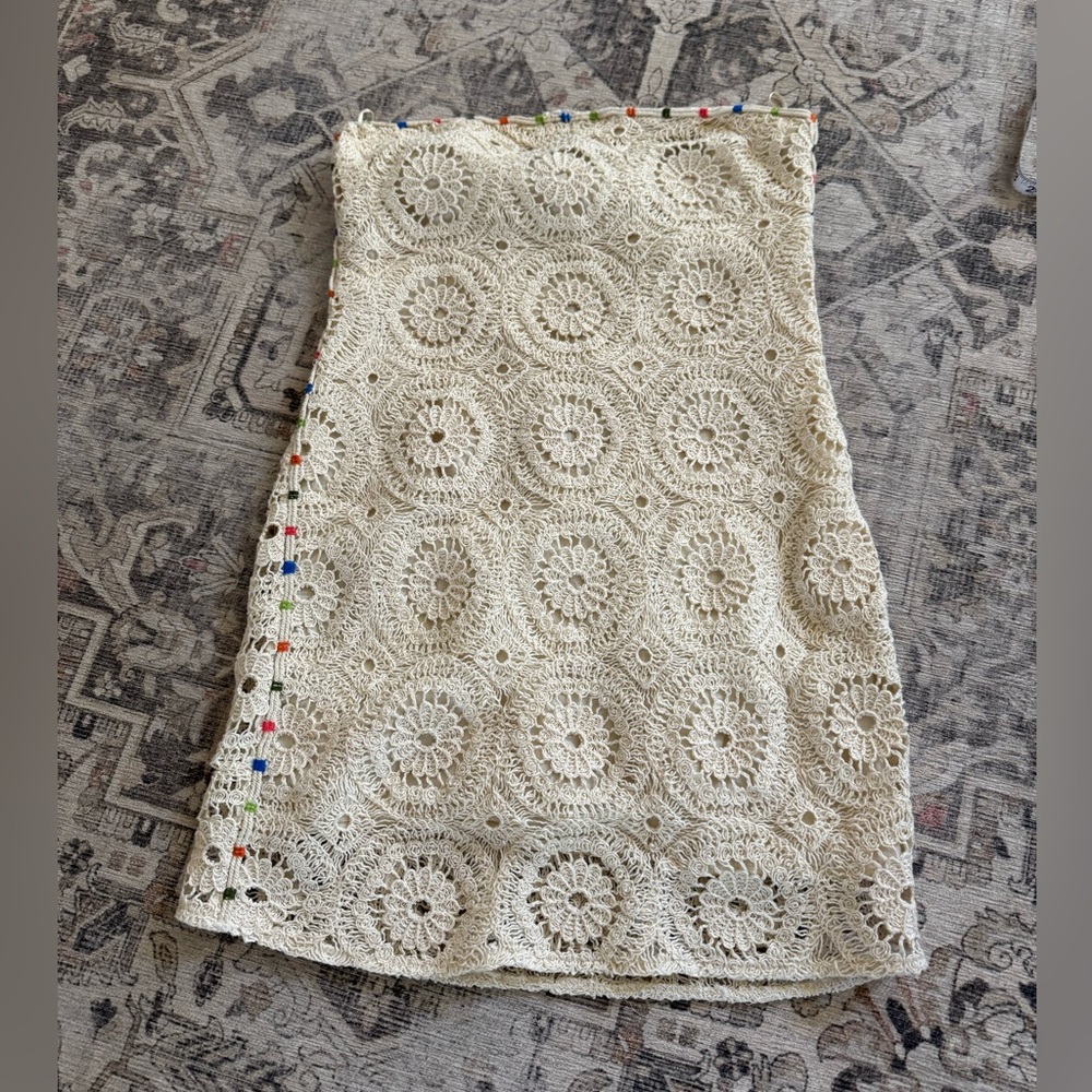 Zara Crochet Strapless Dress, Size Large
